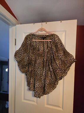 paper tee Leopard Print Flowing Blouse - Tan & Black